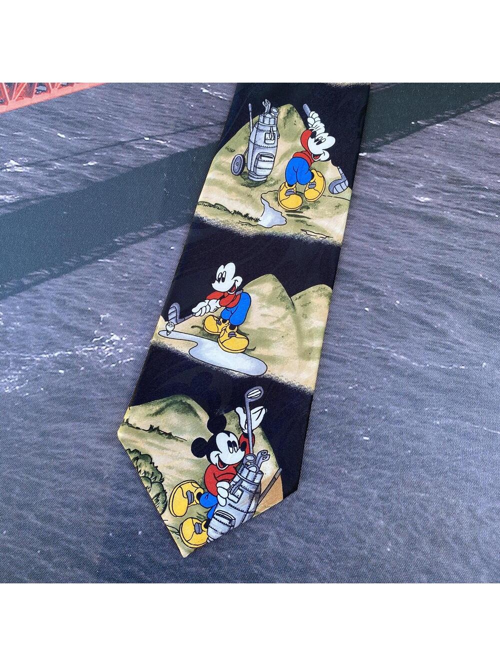 Vintage Mickey Unlimited Disney Golfing Men's Necktie 90s Cartoon Theme